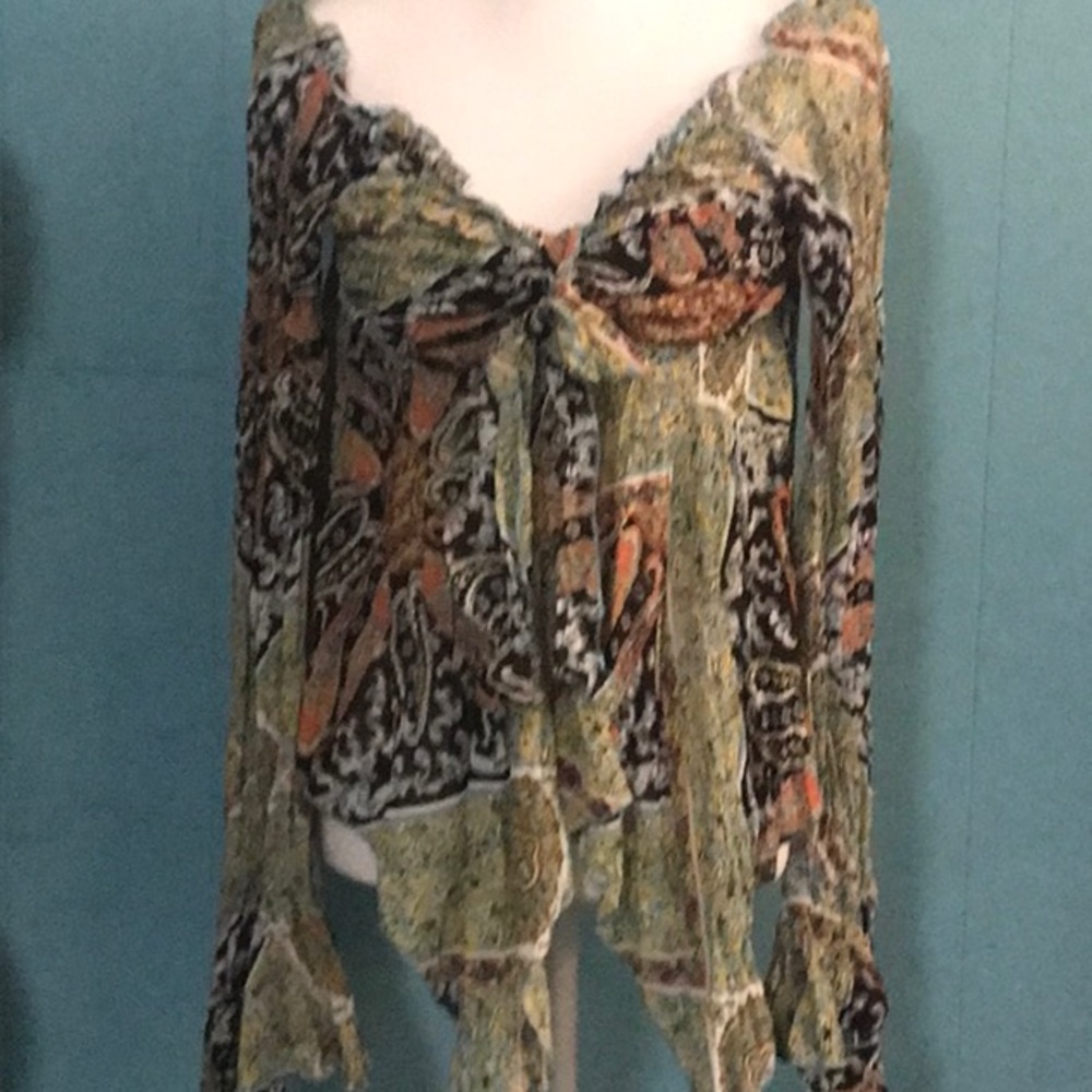 Boho filmy off shoulder ruffle blouse